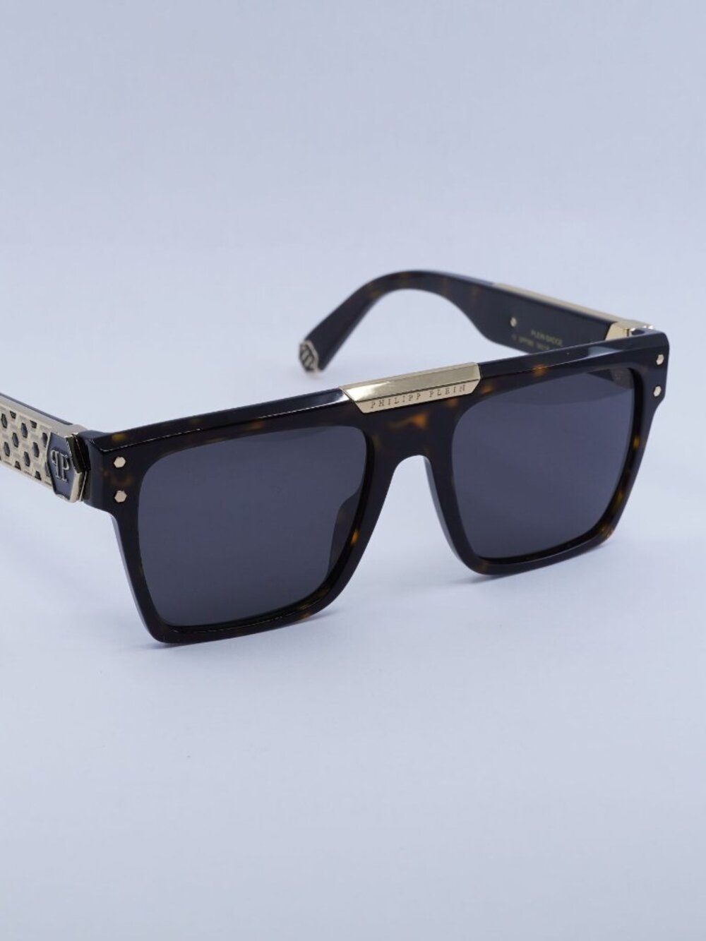 Philipp Plein SPP080 0722 Sunglasses Havana Square Frame, Grey Lenses